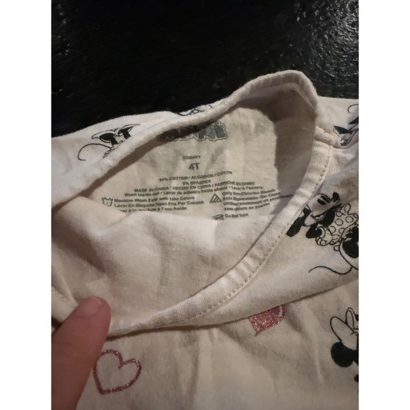 Disney Minnie Mouse Girl's Dress Pale Pink Long Sleeve Toddler Size 4T Hearts - Picture 2 of 2